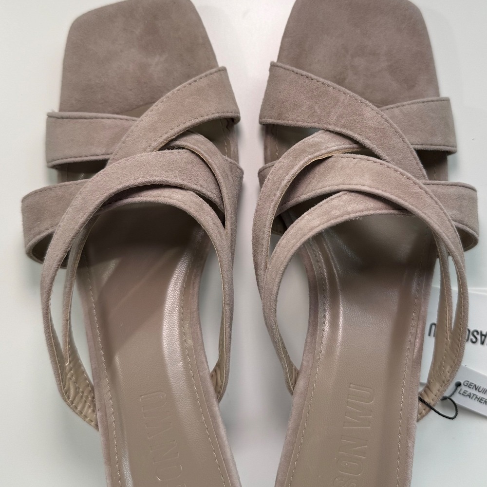 Jason Wu Womens Taupe Suede Leather Strappy Square Toe Kitten Heel Sandals 9.5 - Picture 2 of 10